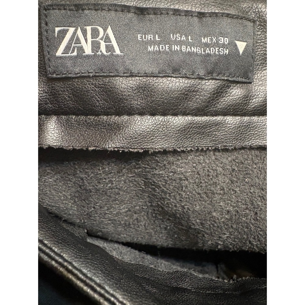 Zara Black Faux Leather Shorts High Waisted Womens Size Large L - Picture 3 of 3